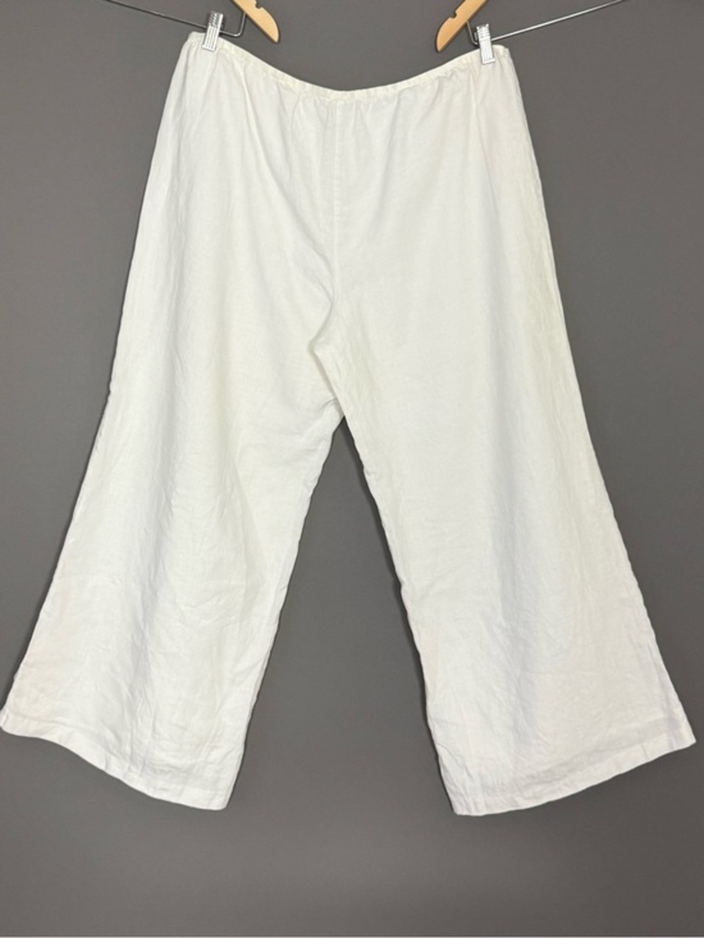 Sigrid Olsen White 100% Linen Wide Leg Ankle Pants Women’s XL Coastal Prep